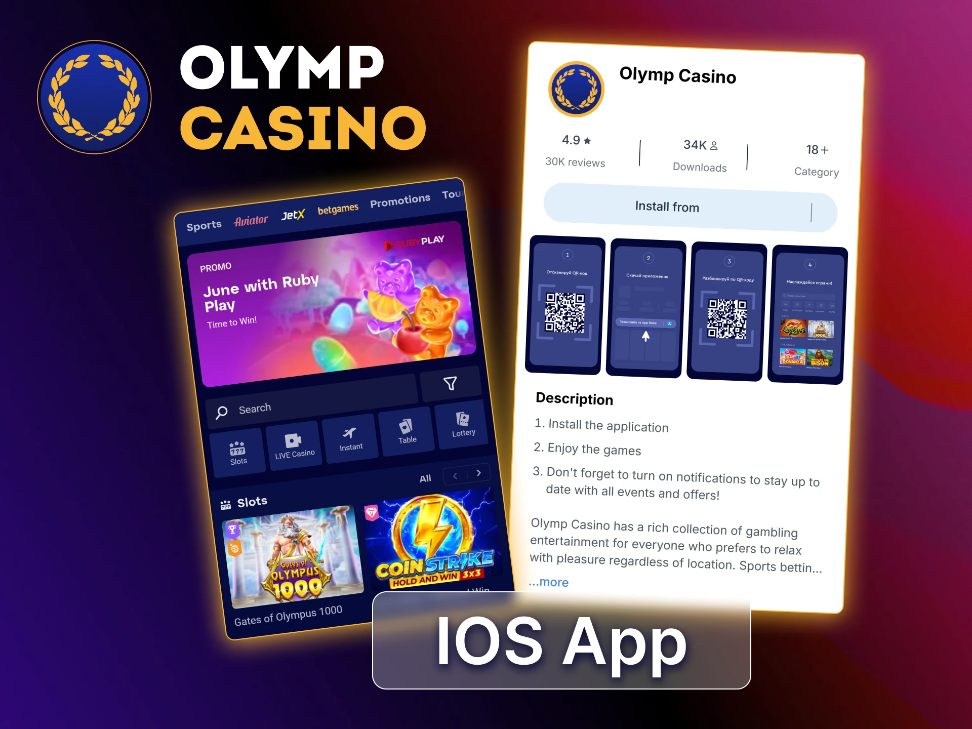 Download the Olymp Casino app for iOS from the App Store and enjoy full access on your iPhone.