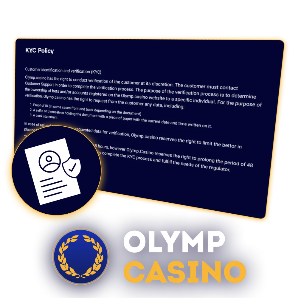 Verify your identity through the KYC process at Olymp Casino for secure and legal gameplay.