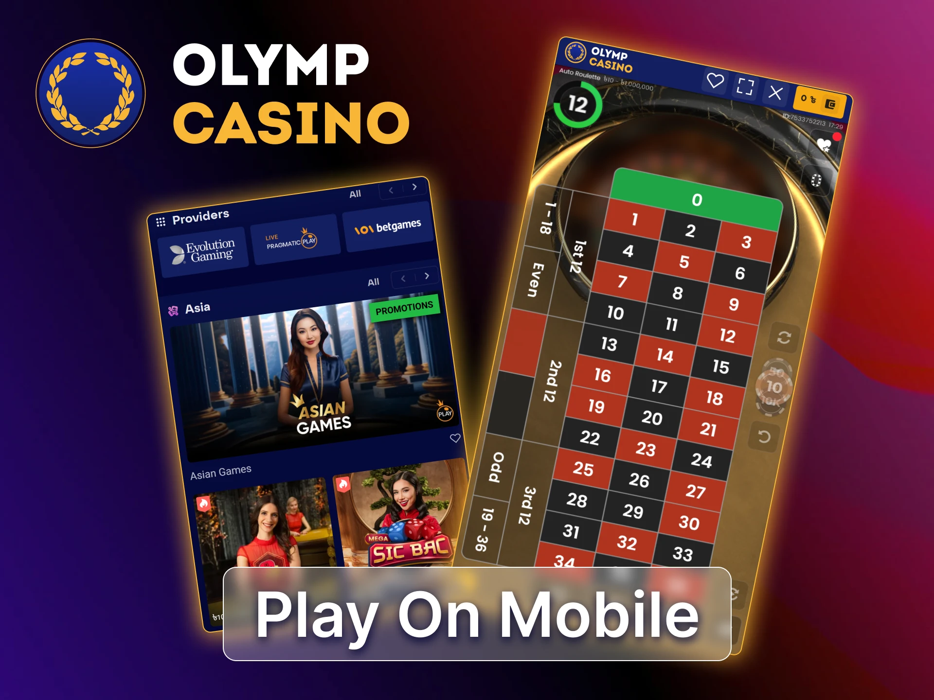 Mobile live casino gaming at Olymp with HD streaming and full features on Android and iOS.