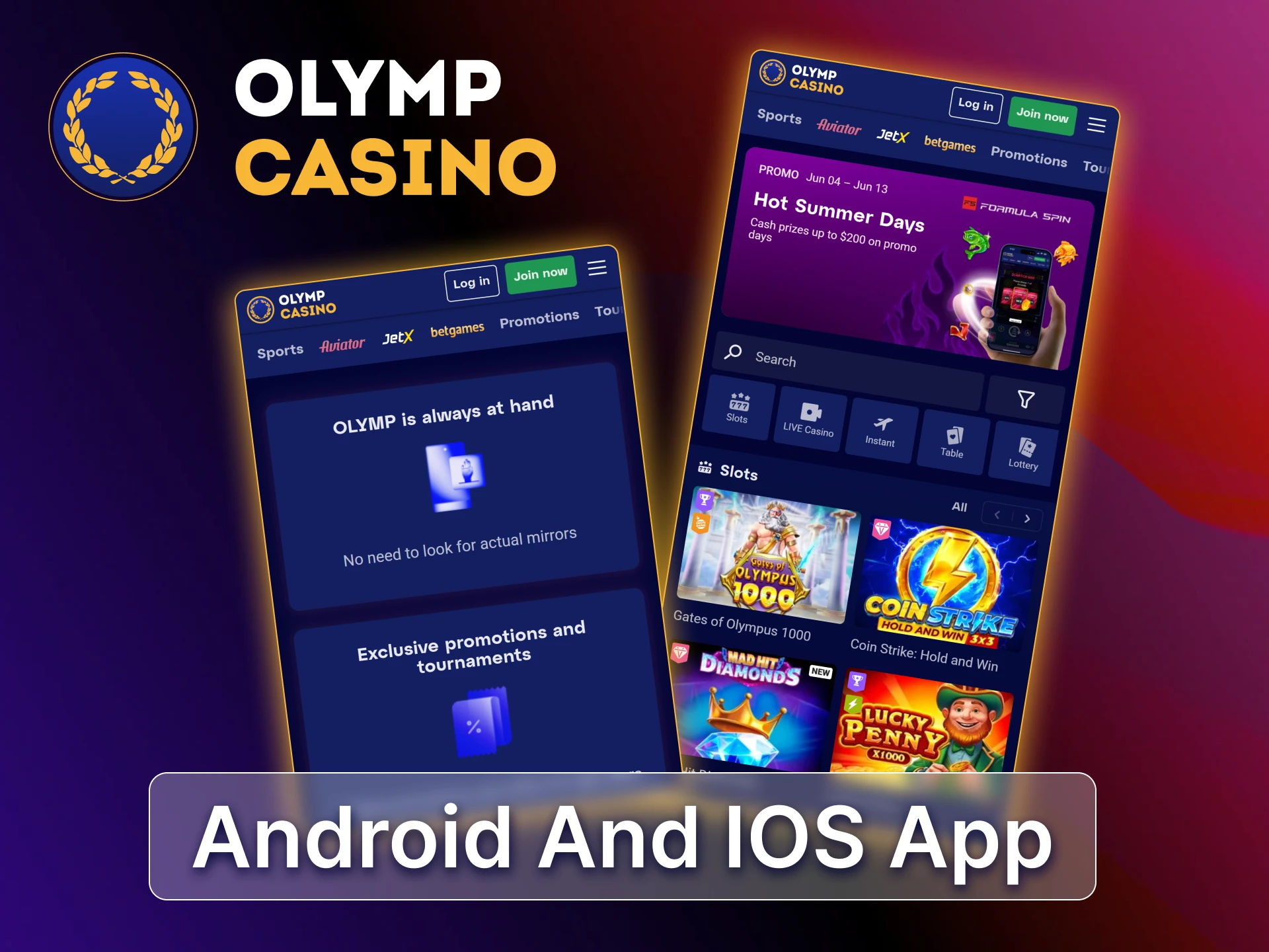Download the Olymp Casino app on your Android or iOS device and play safely anywhere in Bangladesh.