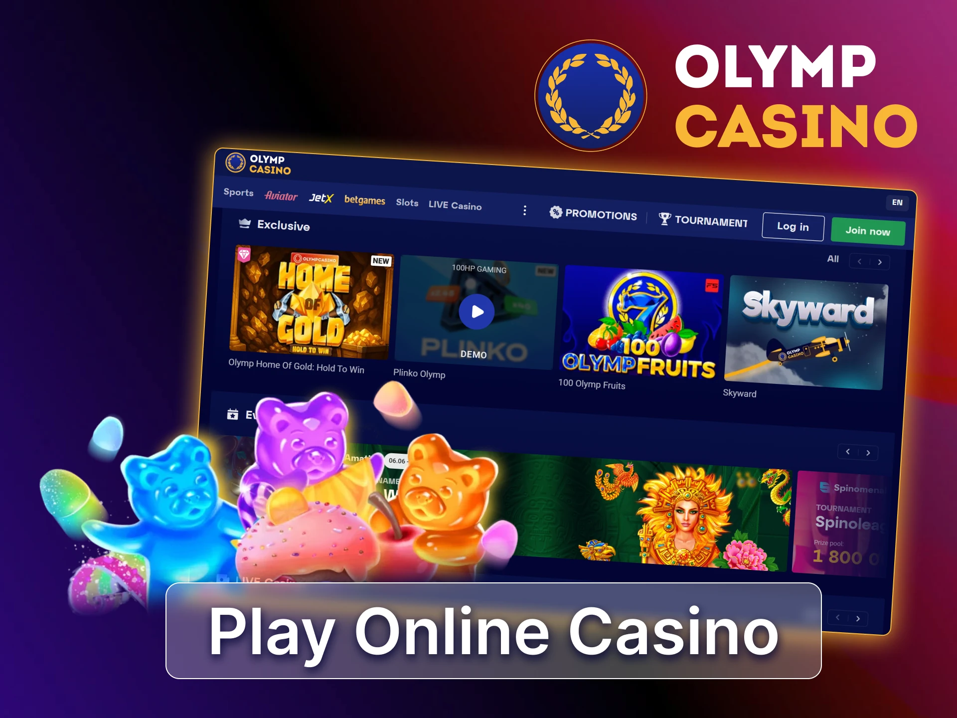 Play the best online slots and live dealer games at Olymp Casino on any device.