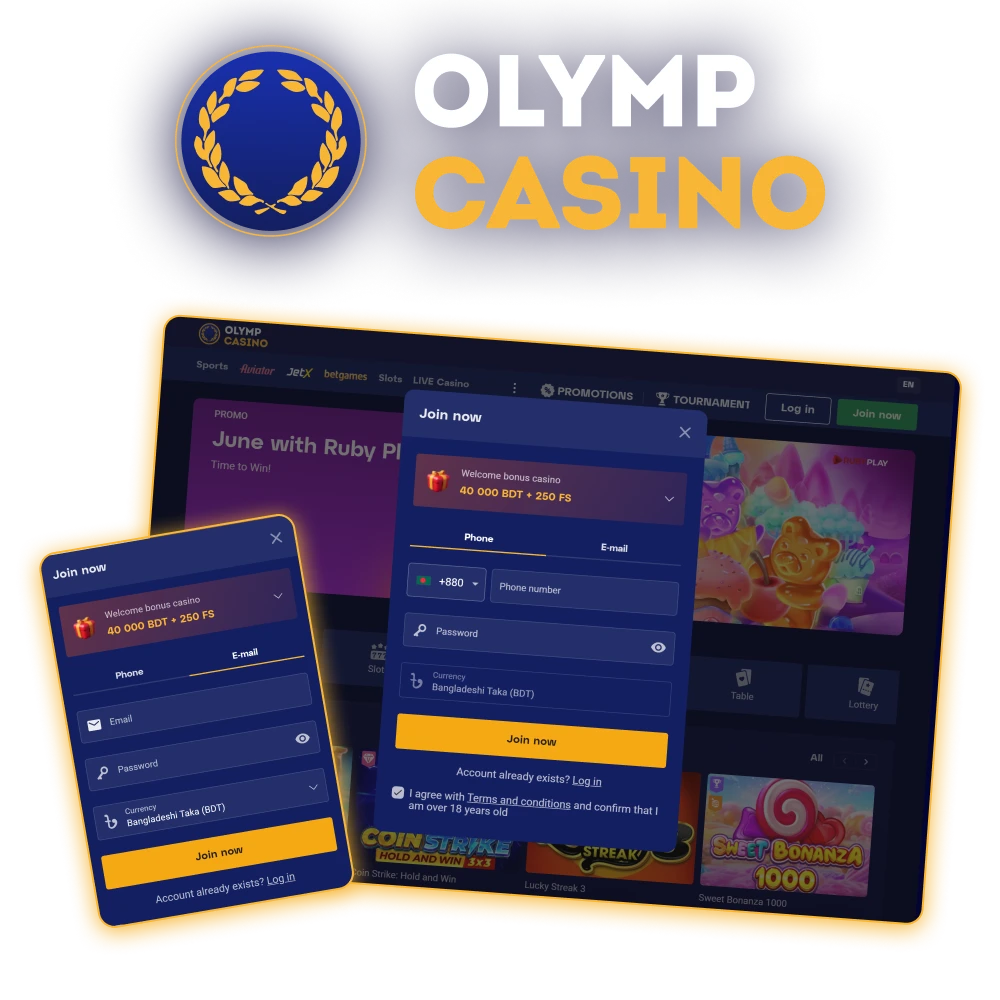 Create an account at the official Olymp Casino and start playing real money games in Bangladesh.