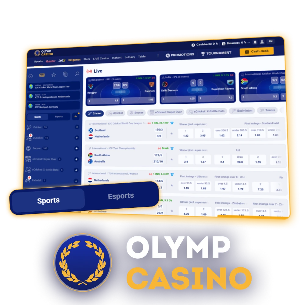 Explore sports betting options at Olymp Casino BD, including cricket and other live events for Bangladeshi users.